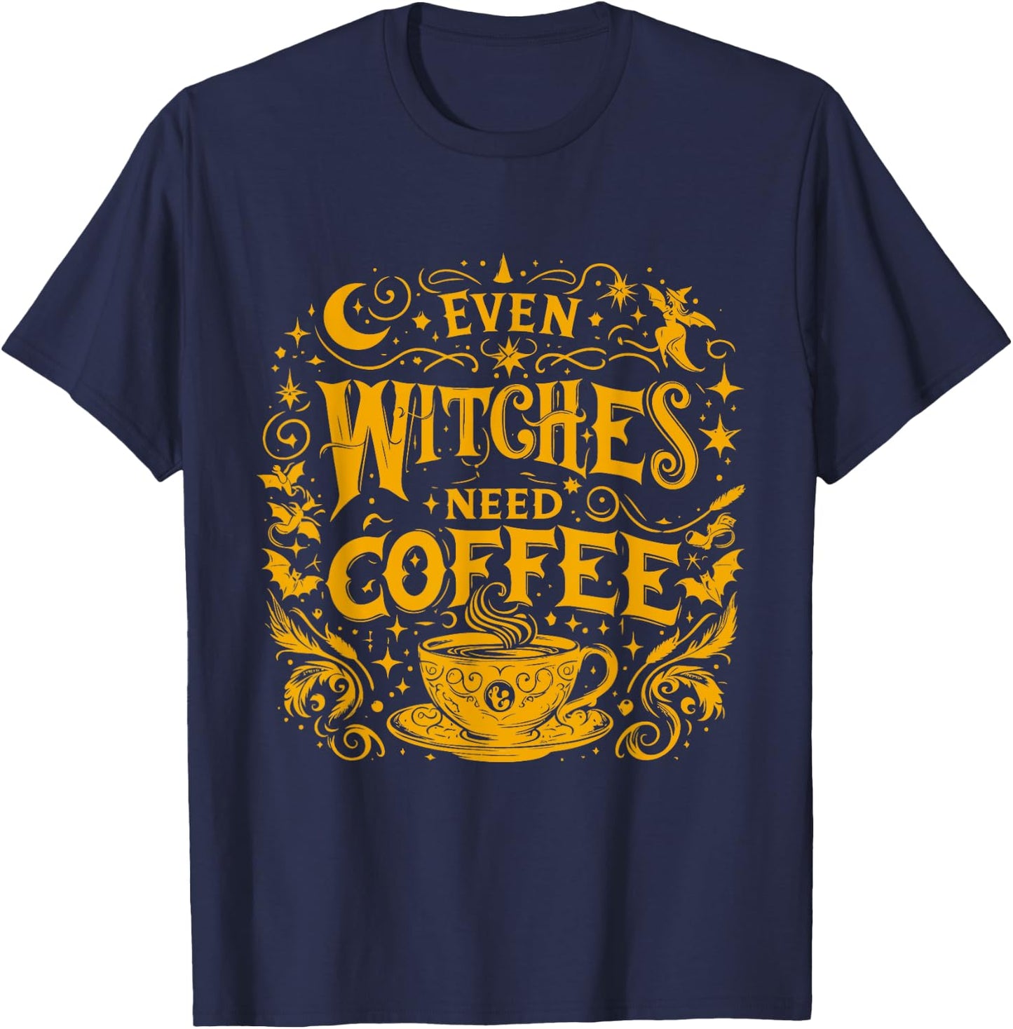 Instant Message - Even Witches Need Coffee T-Shirt - T-Shirt | Navy