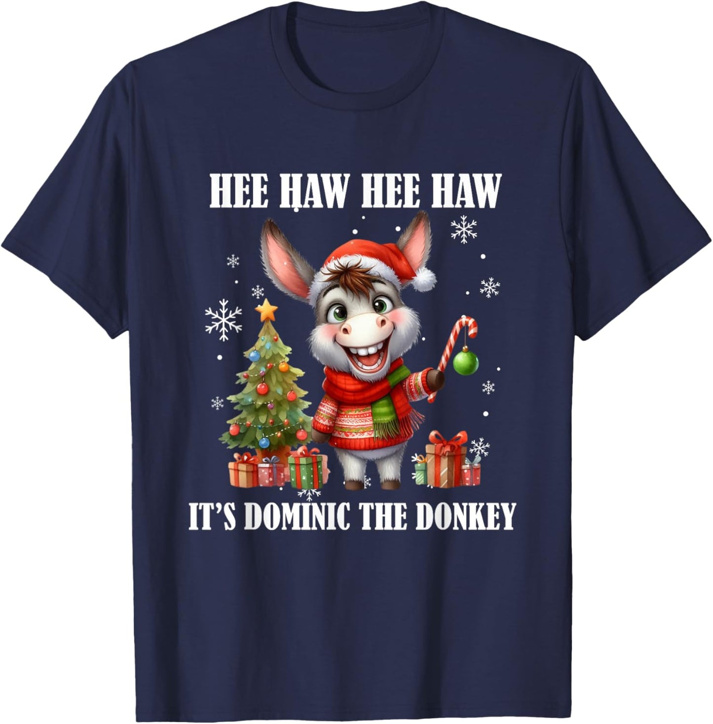 Fun Ugly Christmas Traditions Celebration Funny Christmas Italian Christmas Donkey Dominic The Donkey T-Shirt - T-Shirt | Navy