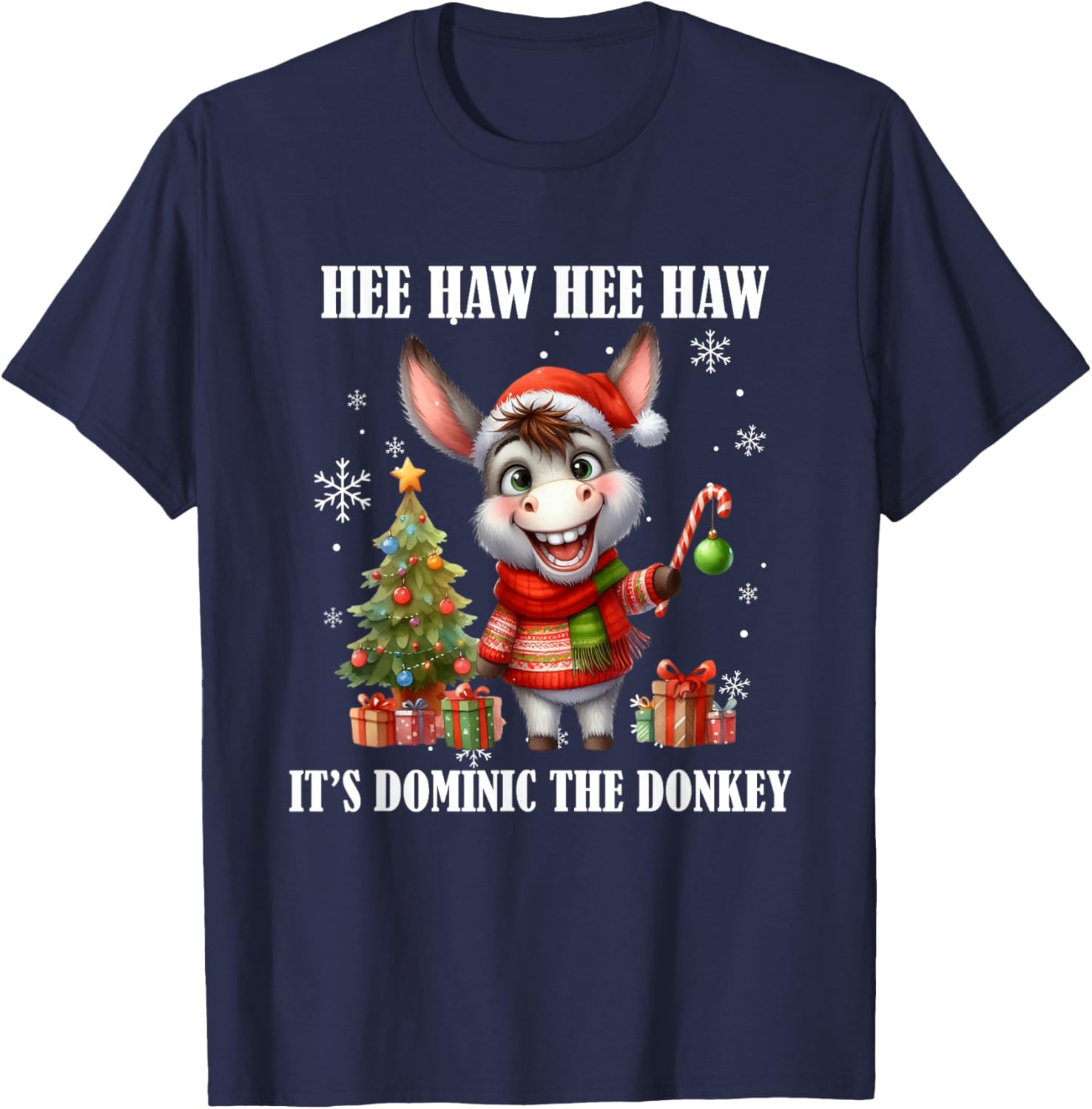 Fun Ugly Christmas Traditions Celebration Funny Christmas Italian Christmas Donkey Dominic The Donkey T-Shirt - T-Shirt | Navy