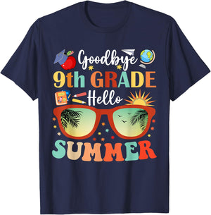 Goodbye 9th Grade Hello Summer T-Shirt - T-Shirt | Navy
