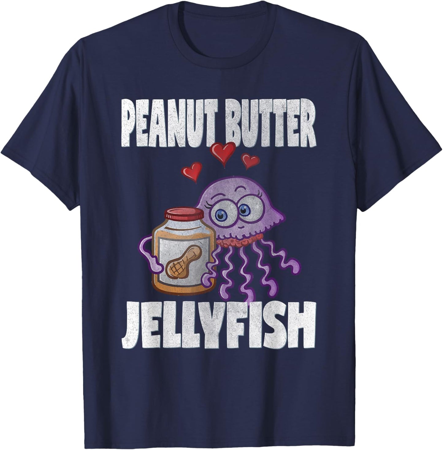 Cute Valentines Day T Shirts Kids Peanut Butter & Jellyfish T-Shirt - T-Shirt | Navy