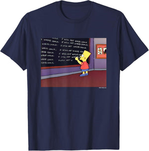 The Simpsons Iconic Scene Bart I Will Not Waste Chalk Logo T-Shirt - T-Shirt | Navy