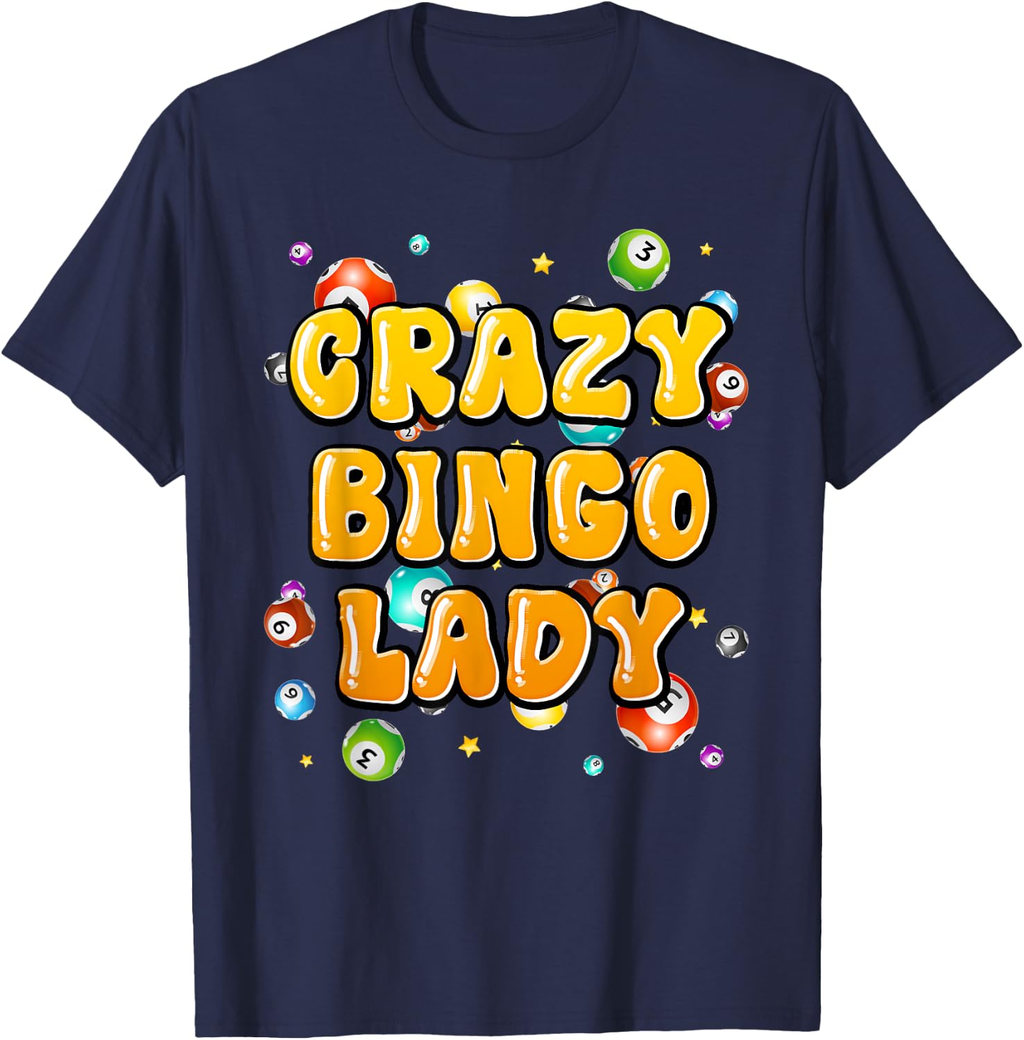 Bingo Player CRAZY BINGO LADY Funny Bingo Women T-Shirt - T-Shirt | Navy