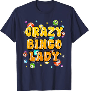 Bingo Player CRAZY BINGO LADY Funny Bingo Women T-Shirt - T-Shirt | Navy