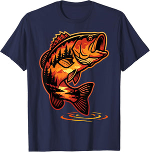 Retro Fish Nature Wildlife T-Shirt - T-Shirt | Navy