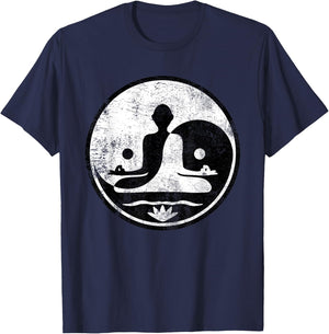 Yin Yang Yoga Lotus Harmony Balance Meditation Zen Gift T-Shirt - T-Shirt | Navy