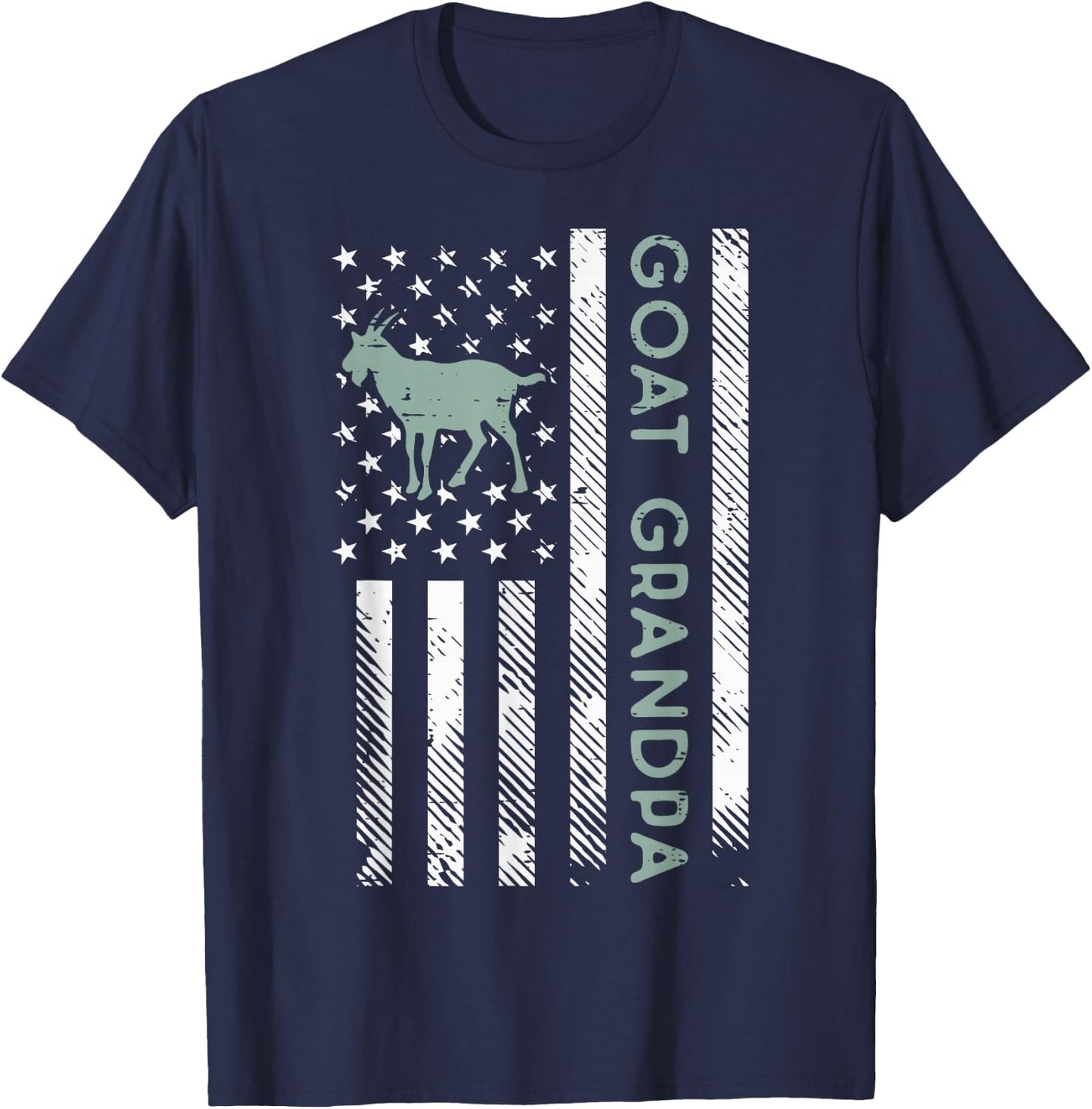 Goat Grandpa US Flag Vintage Patriotic Farm Farmer Papa Men T-Shirt - T-Shirt | Navy
