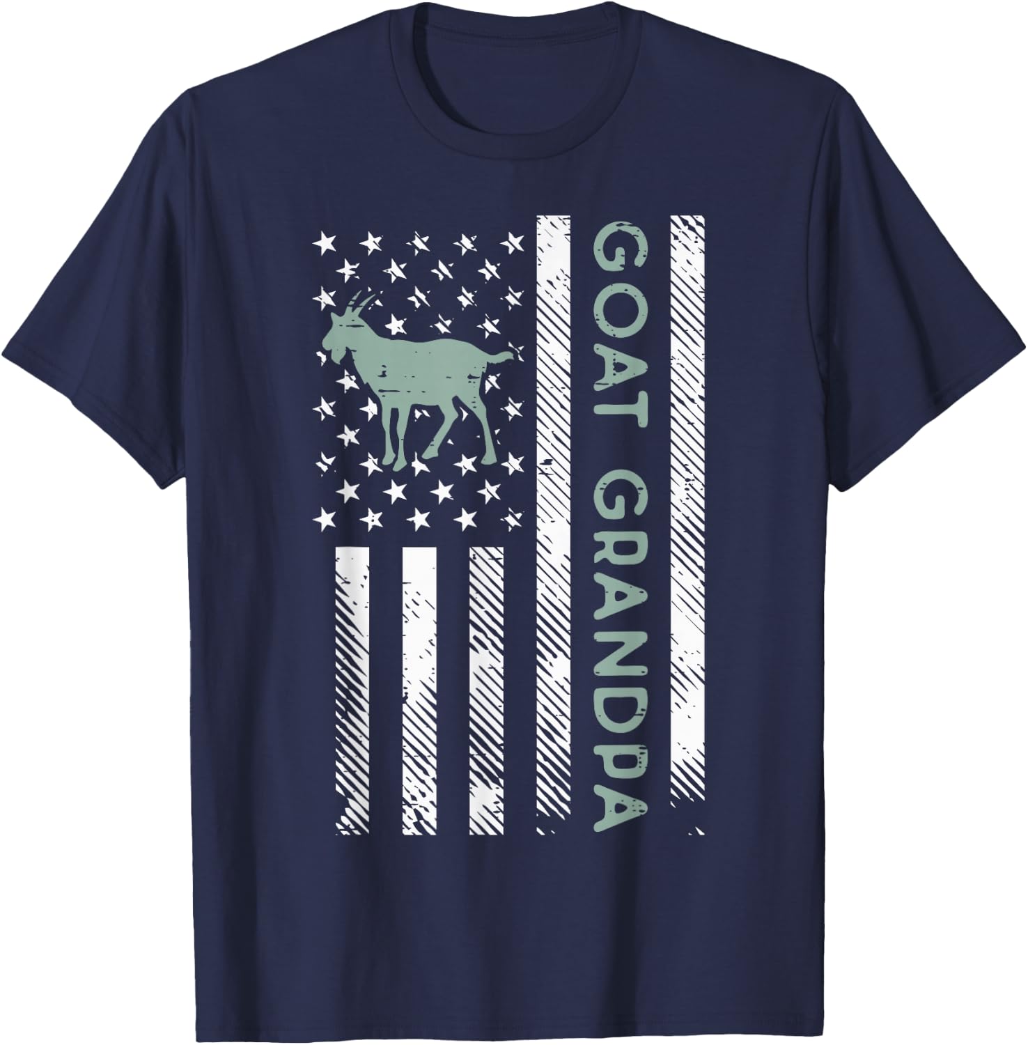 Goat Grandpa US Flag Vintage Patriotic Farm Farmer Papa Men T-Shirt - T-Shirt | Navy