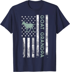 Goat Grandpa US Flag Vintage Patriotic Farm Farmer Papa Men T-Shirt - T-Shirt | Navy