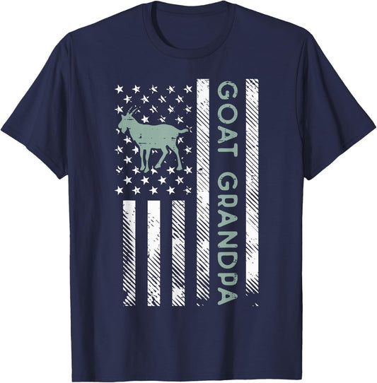 Goat Grandpa US Flag Vintage Patriotic Farm Farmer Papa Men T-Shirt - T-Shirt | Navy