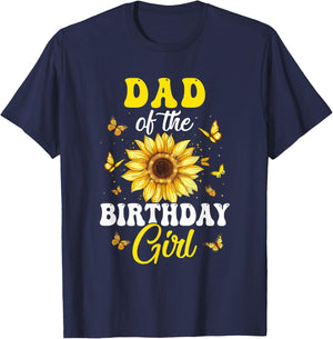 Dad Of The Birthday Girl Sunflower Party Family Matching T-Shirt - T-Shirt | Navy