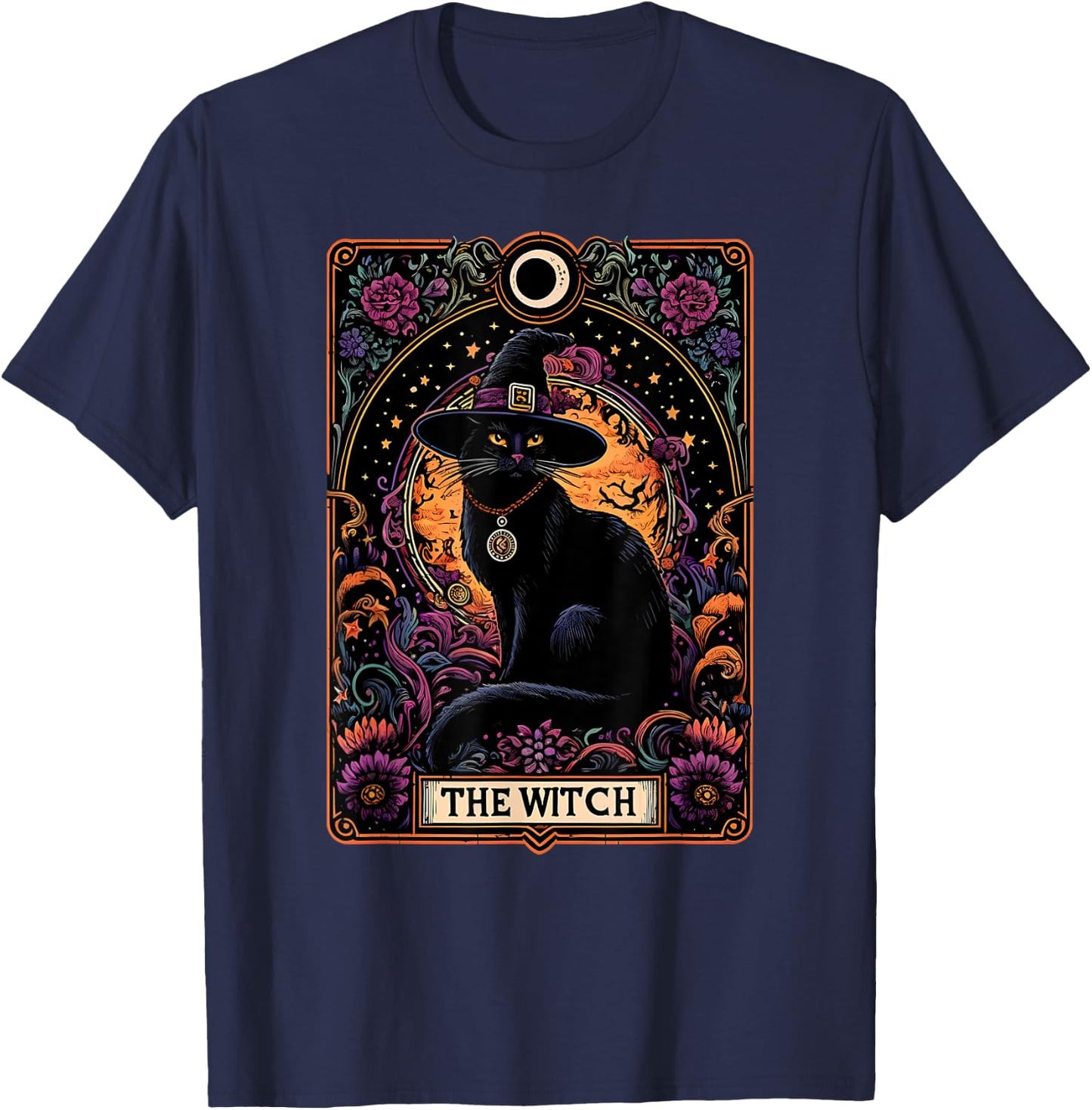 The Witch Cat Tarot Card Halloween Vintage Gothic Women Kids T-Shirt - T-Shirt | Navy