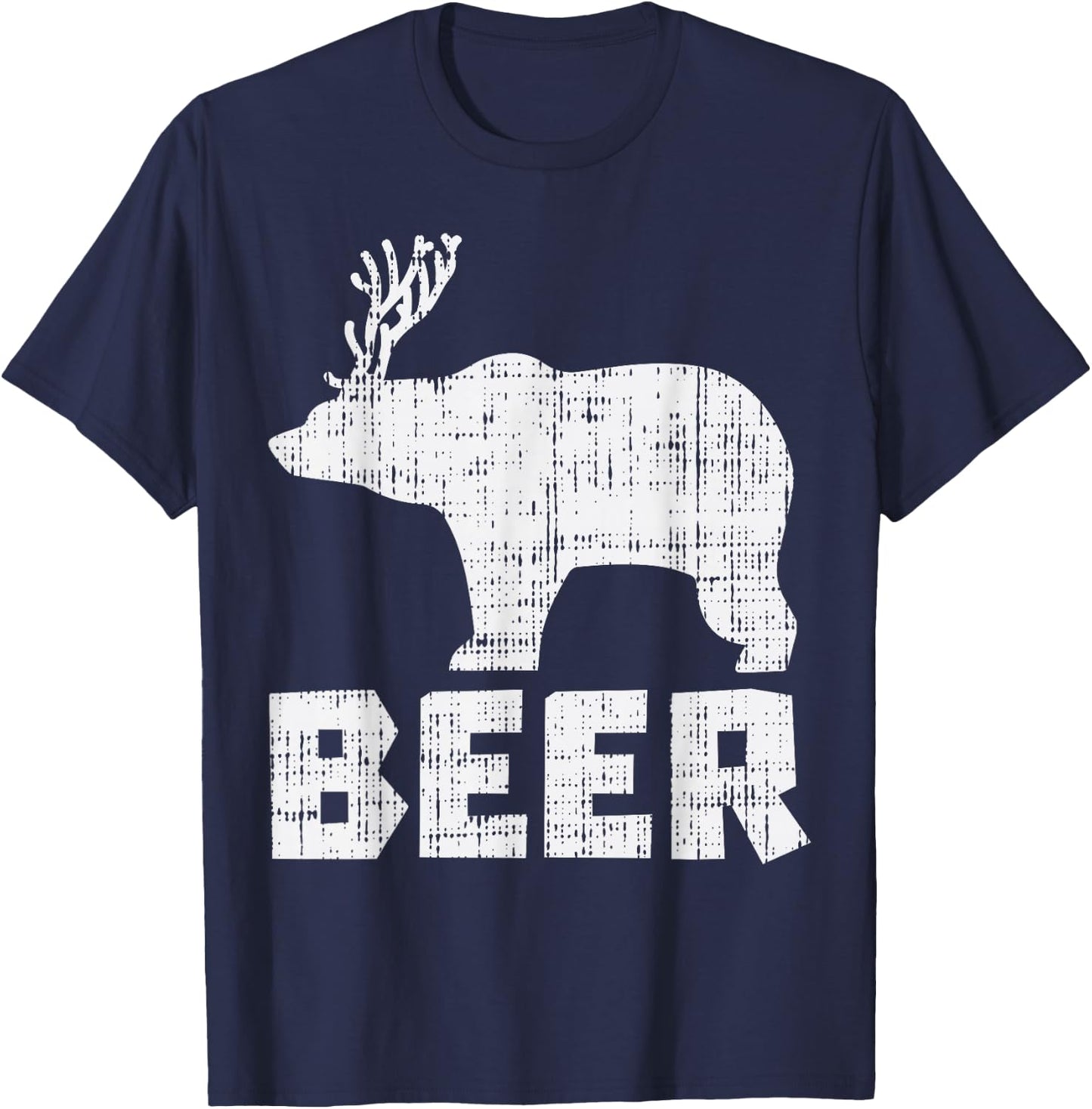 Bear Deer Beer Funny Drinking Hunting Camping Dad Uncle Gift T-Shirt - T-Shirt | Navy