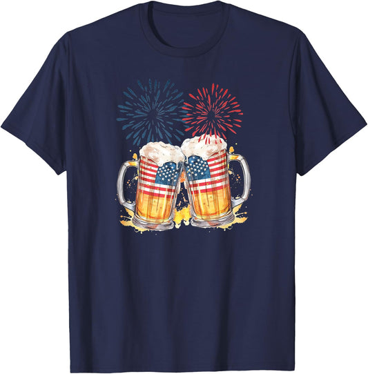 Craft Beer American Flag USA, 4th July Alcohol Brew, Brewery T-Shirt - T-Shirt | Navy