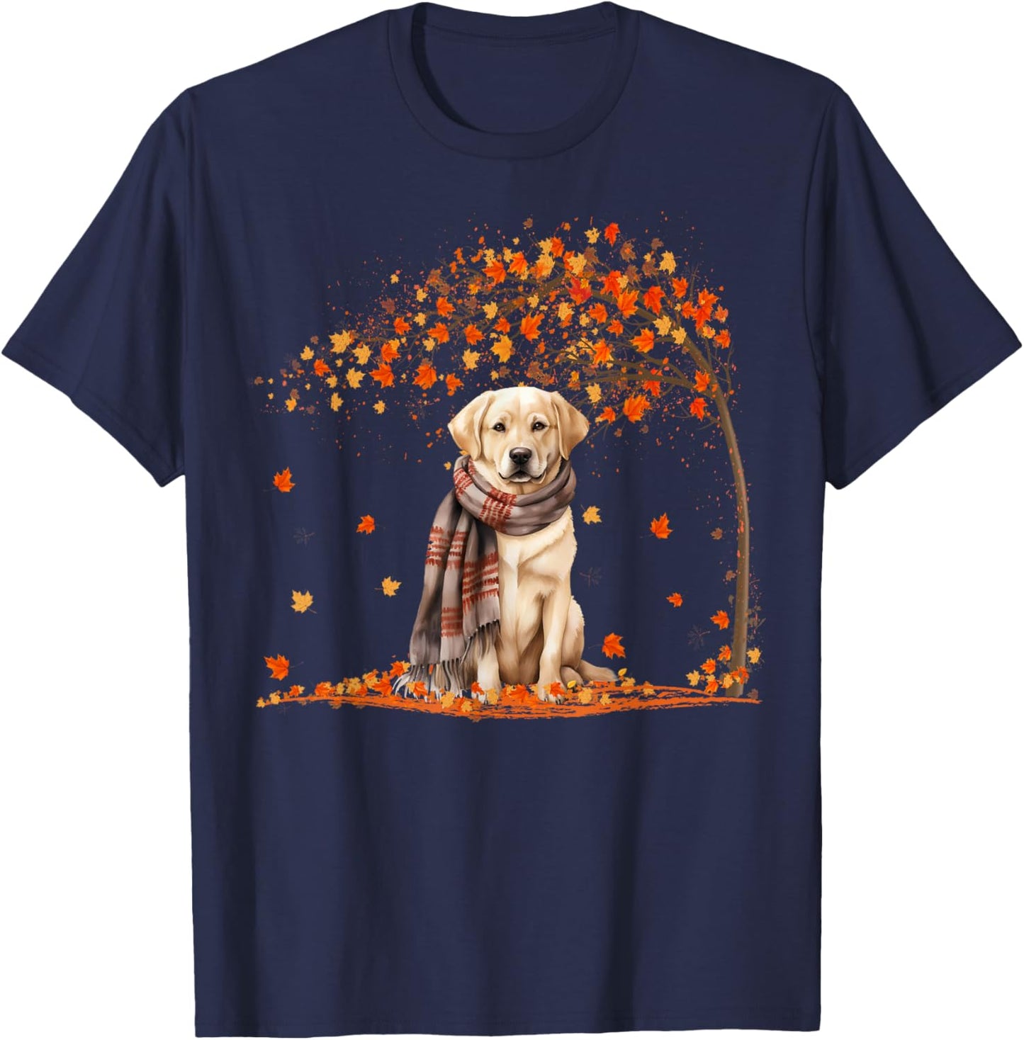Labrador Retrievers Hello Autumn Leaf Fall For Dog Lover Men Women Girls Kids T-Shirt - T-Shirt | Navy
