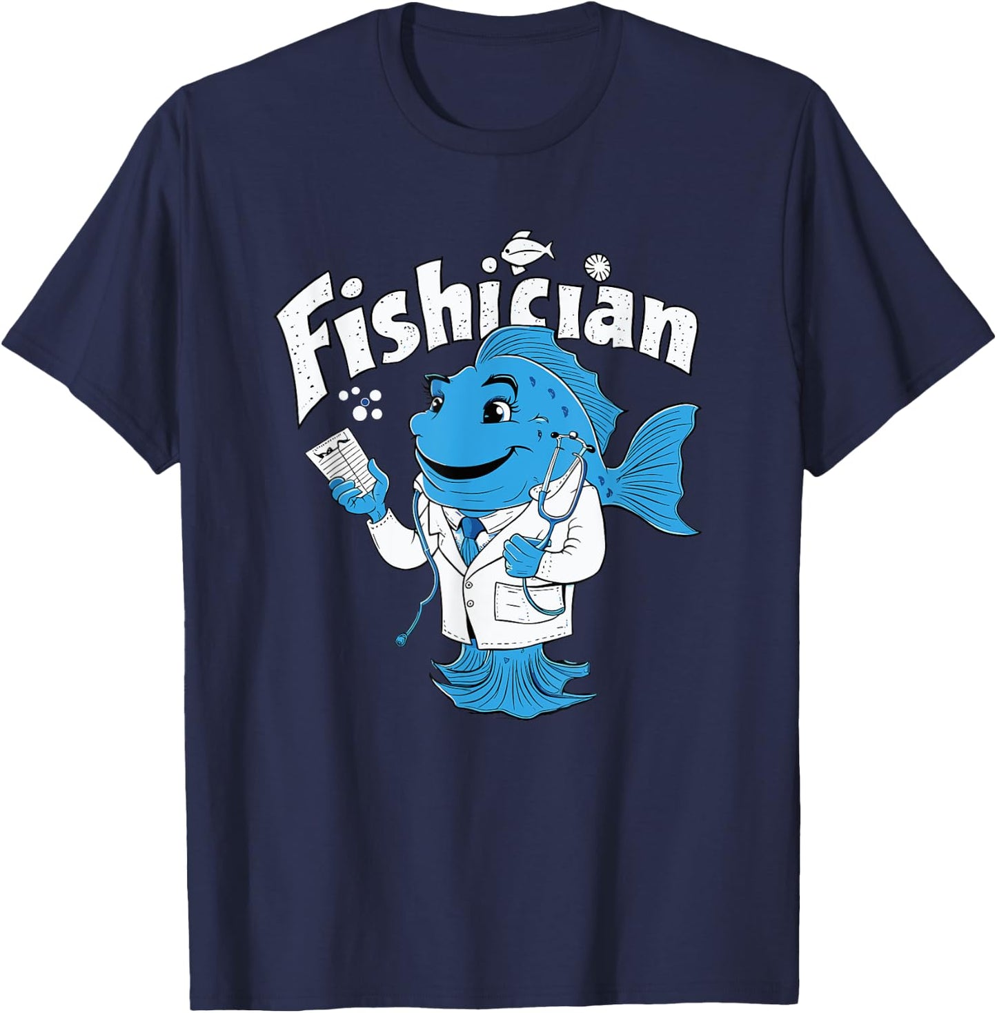 Fishician Funny Fish Doctor Medical Professional T-Shirt - T-Shirt | Navy