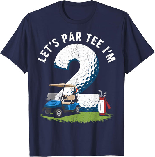 Cute 2nd Birthday Golf 2 Year Old Golf Let's Par I'm 2 T-Shirt - T-Shirt | Navy