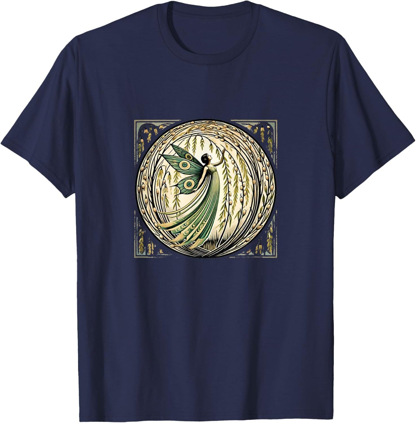 Fairy Weeping Willow Tree Illustration Fairies T-Shirt - T-Shirt | Navy