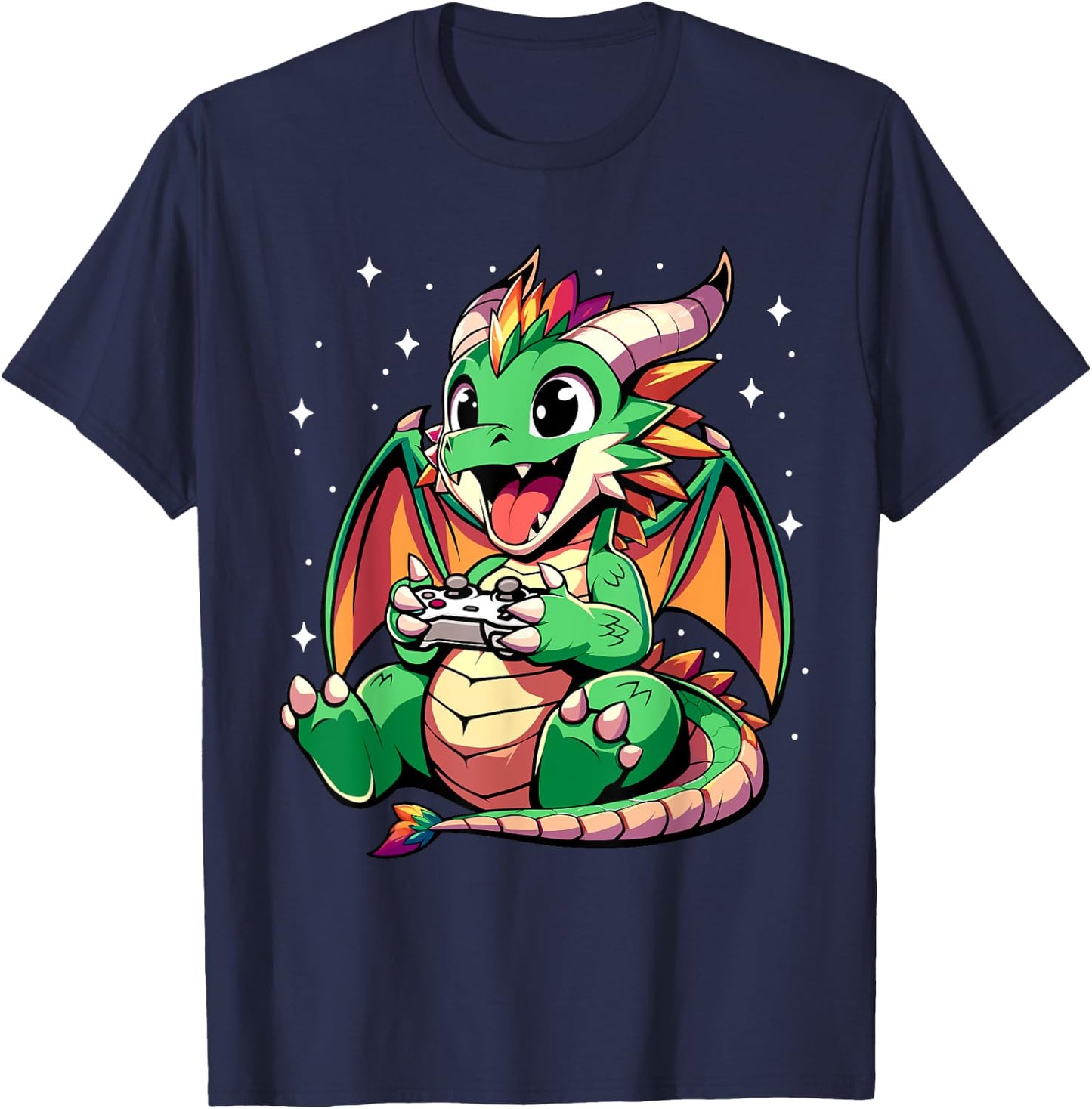 Cute Dragon Playing Video Games - Funny Gamer Boys Kids T-Shirt - T-Shirt | Navy