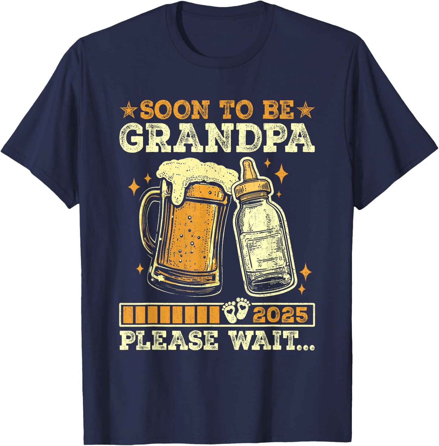 Soon To Be Grandpa 2025 Pregnancy Announcement Loading T-Shirt - T-Shirt | Navy