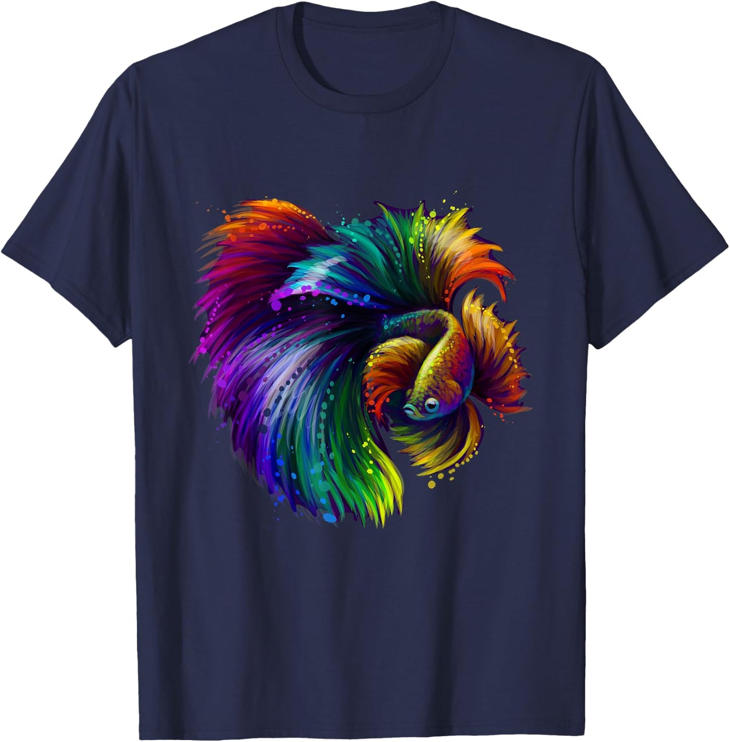 Tropical Colorful Fish Illustration Novelty Graphic Designs T-Shirt - T-Shirt | Navy