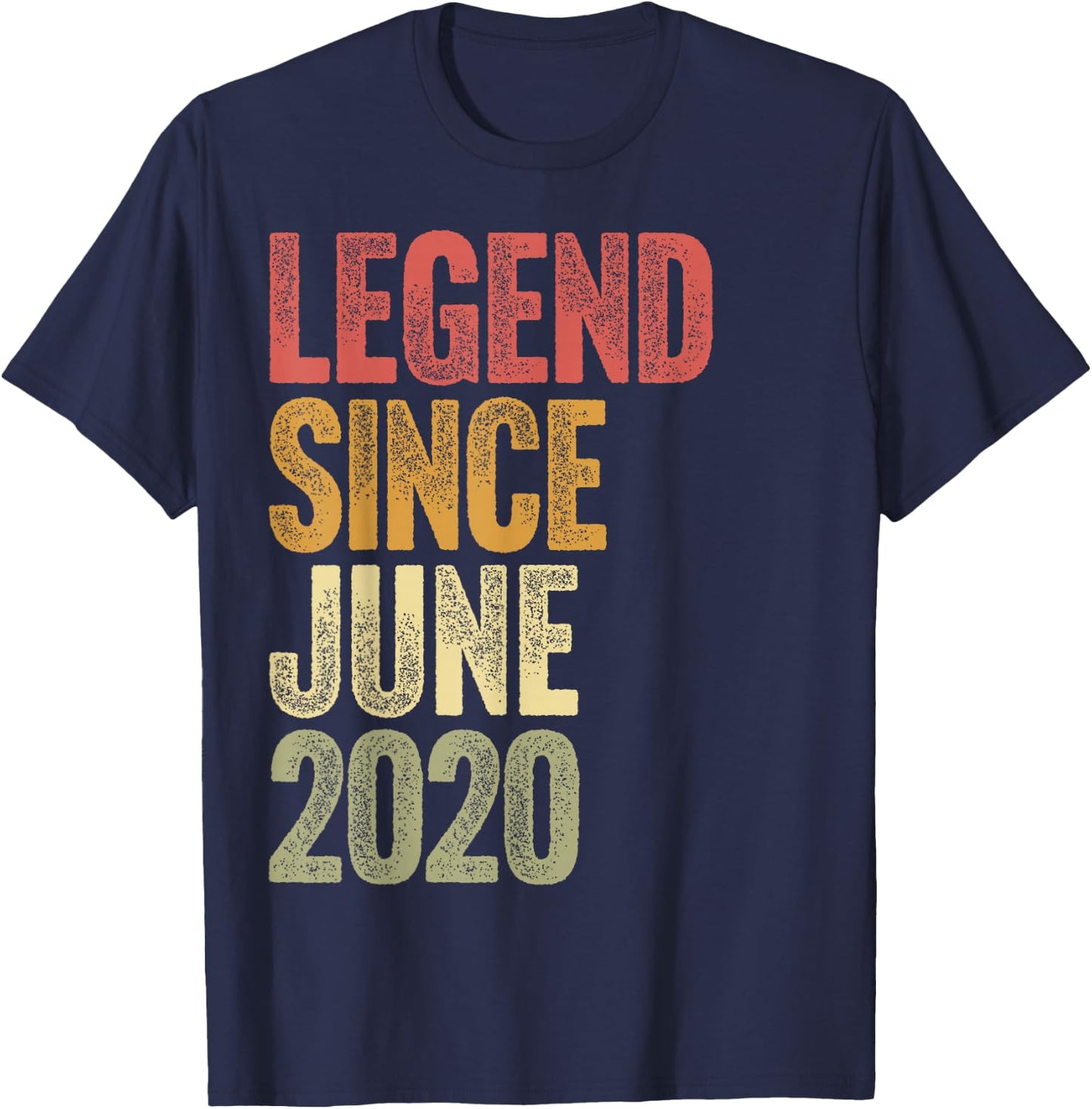 6 Year Old Legend Since June 2020 Retro 6th Birthday T-Shirt - T-Shirt | Navy