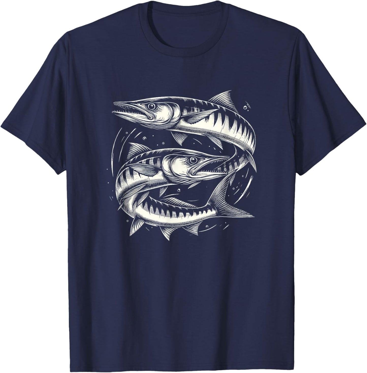 Barracuda Fish Graphic Art Design And Men T-Shirt - T-Shirt | Navy