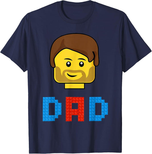 Unique Family Dad Master Builder Building Bricks Blocks T-Shirt - T-Shirt | Navy