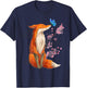 Vintage Japanese Cherry Blossom Fox Sakura Aesthetic Art T-Shirt - T-Shirt | Navy