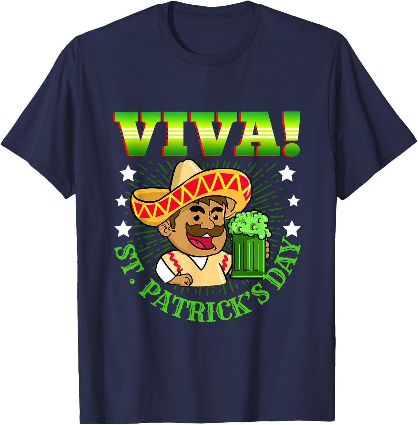 Viva St Patricks Day Irish Mexican T-Shirt - T-Shirt | Navy