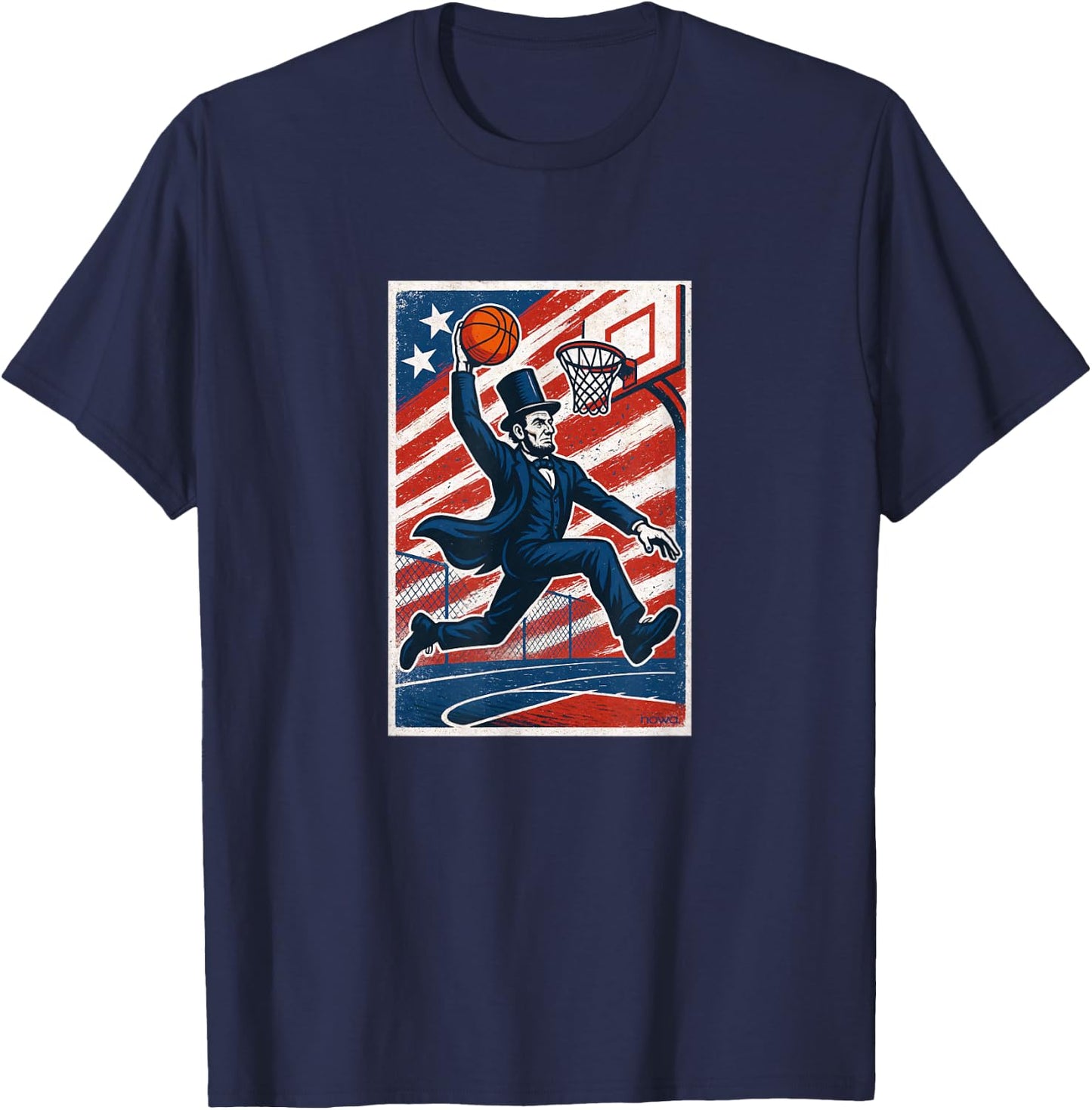ABE Lincoln SLAM Dunk All-American Basketball T-Shirt - T-Shirt | Navy