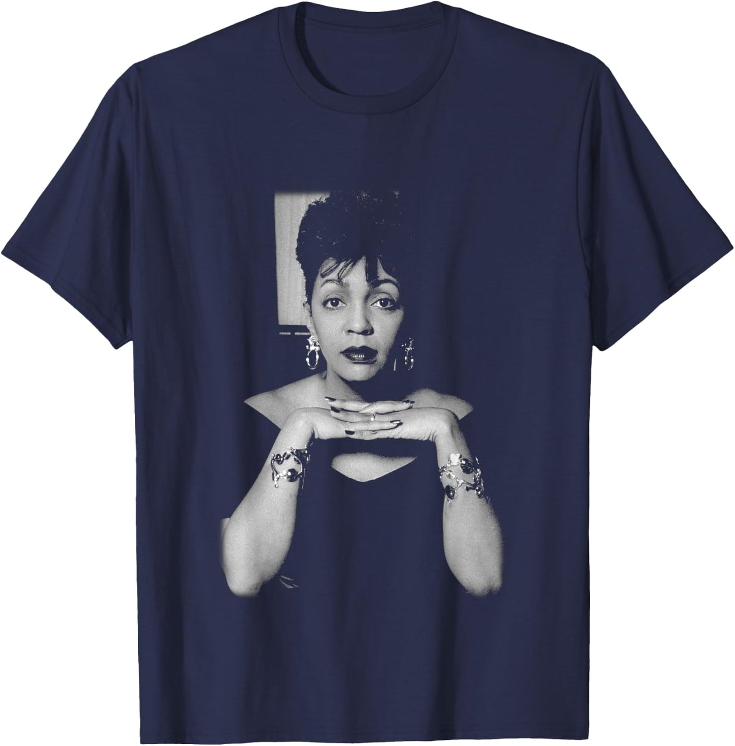 Singer Anita Baker B&W by Stephen Wright T-Shirt - T-Shirt | Navy