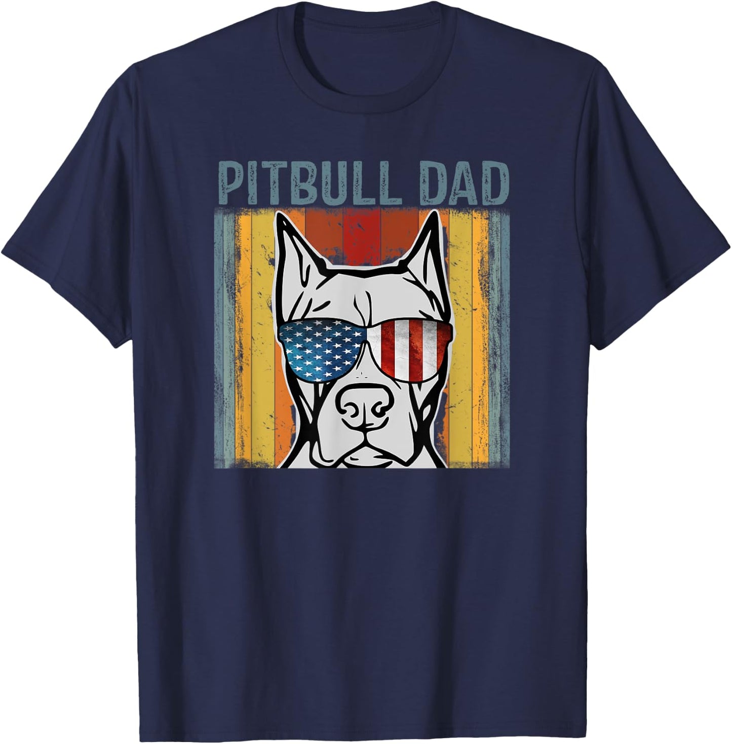Pittie Dad for Retro Pitbull Dog Lovers Fathers Day Gift Women T-Shirt - T-Shirt | Navy