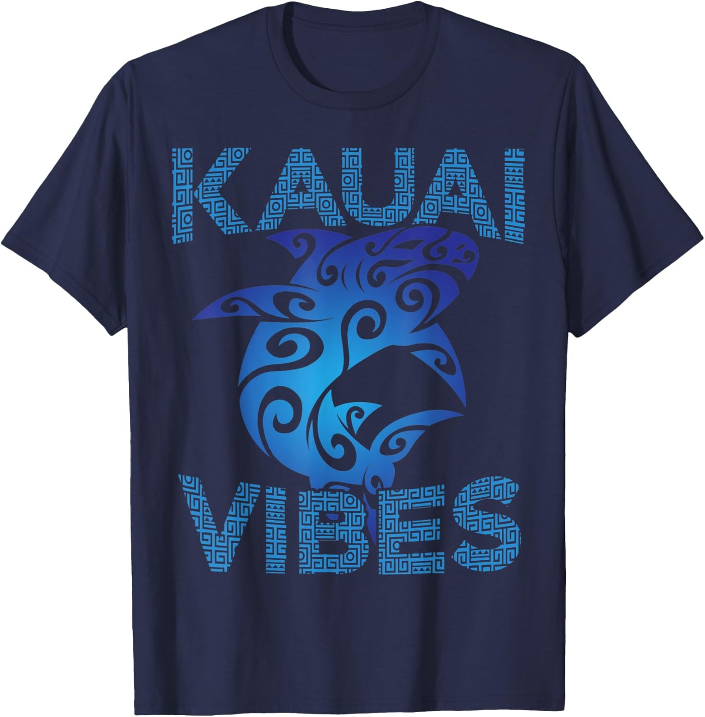 Polynesian Tribal Shark Kauai Hawaii Vibes Tropical Island T-Shirt - T-Shirt | Navy
