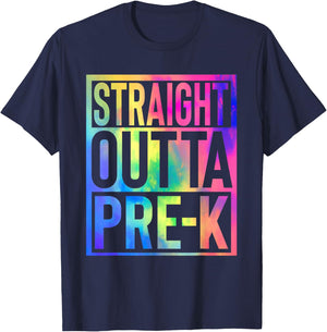Straight Outta Pre K Last Day Of School Graduate Tie Dye T-Shirt - T-Shirt | Navy