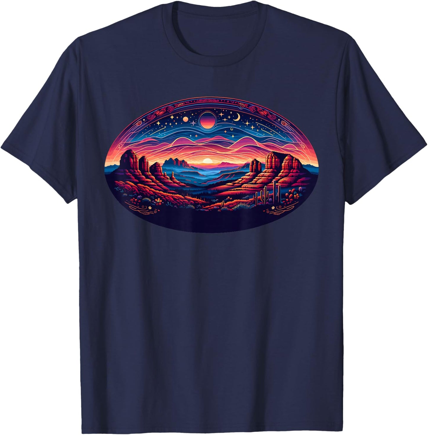 Sedona Arizona Nature Hiking Outdoor Mountain Retro Vintage T-Shirt - T-Shirt | Navy