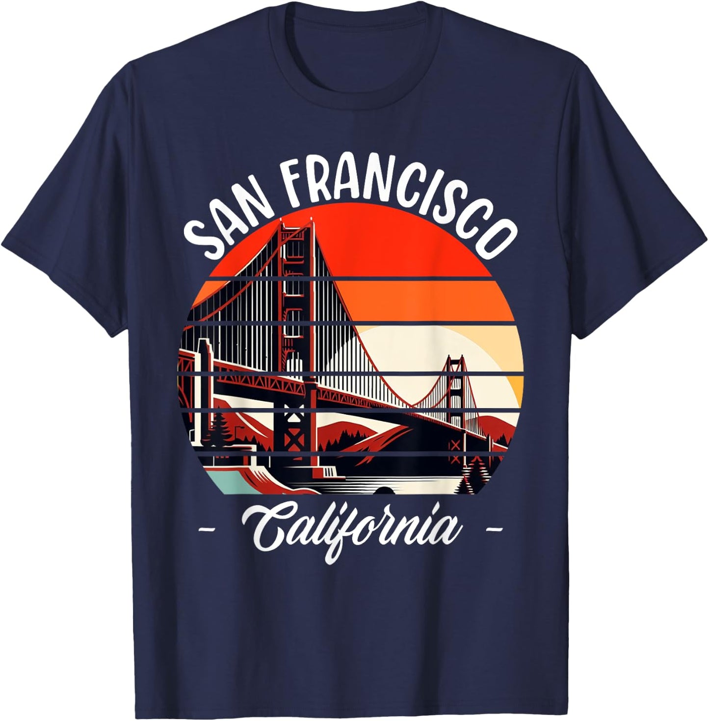 Golden Gate Bridge San Francisco California USA Golden Gate T-Shirt - T-Shirt | Navy