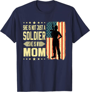 My Mom Is A Soldier Hero Proud Army Daughter Son Military T-Shirt - T-Shirt | Navy