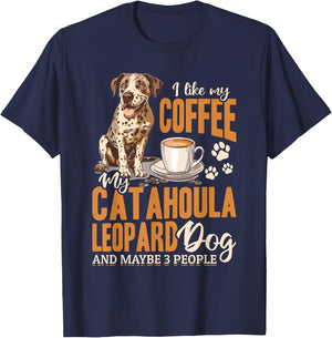 Catahoula Leopard Dog Dog Breed I like coffee my Catahoula Men Women Girls Kids T-Shirt - T-Shirt | Navy