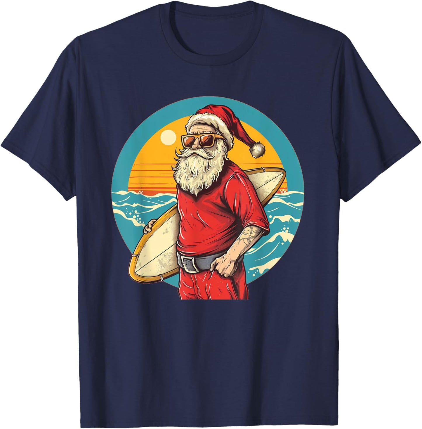 Nice surfing Santa Costume for Surfboards and Beach Lovers Men Women Kids T-Shirt - T-Shirt | Navy