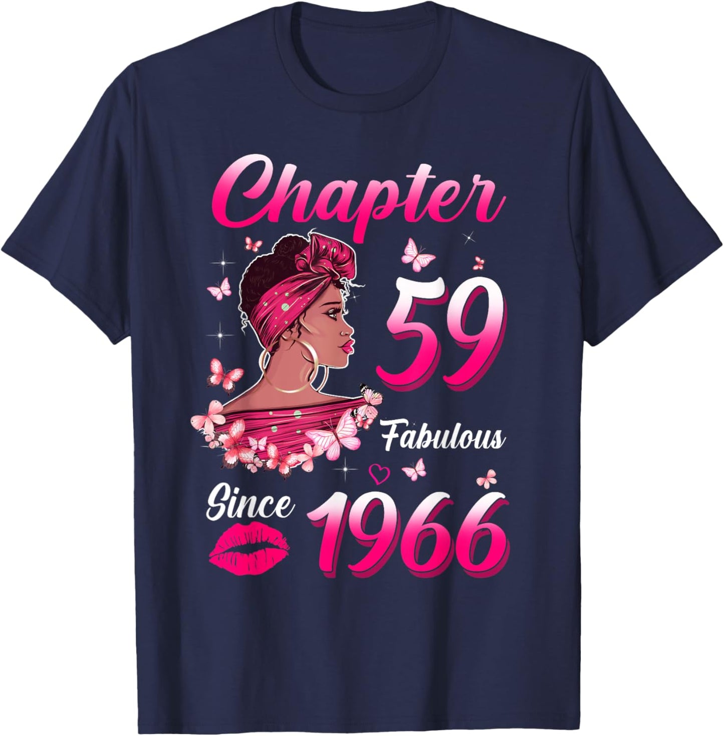 Chapter 59 Fabulous Since 1966 59th Black Women Birthday T-Shirt - T-Shirt | Navy