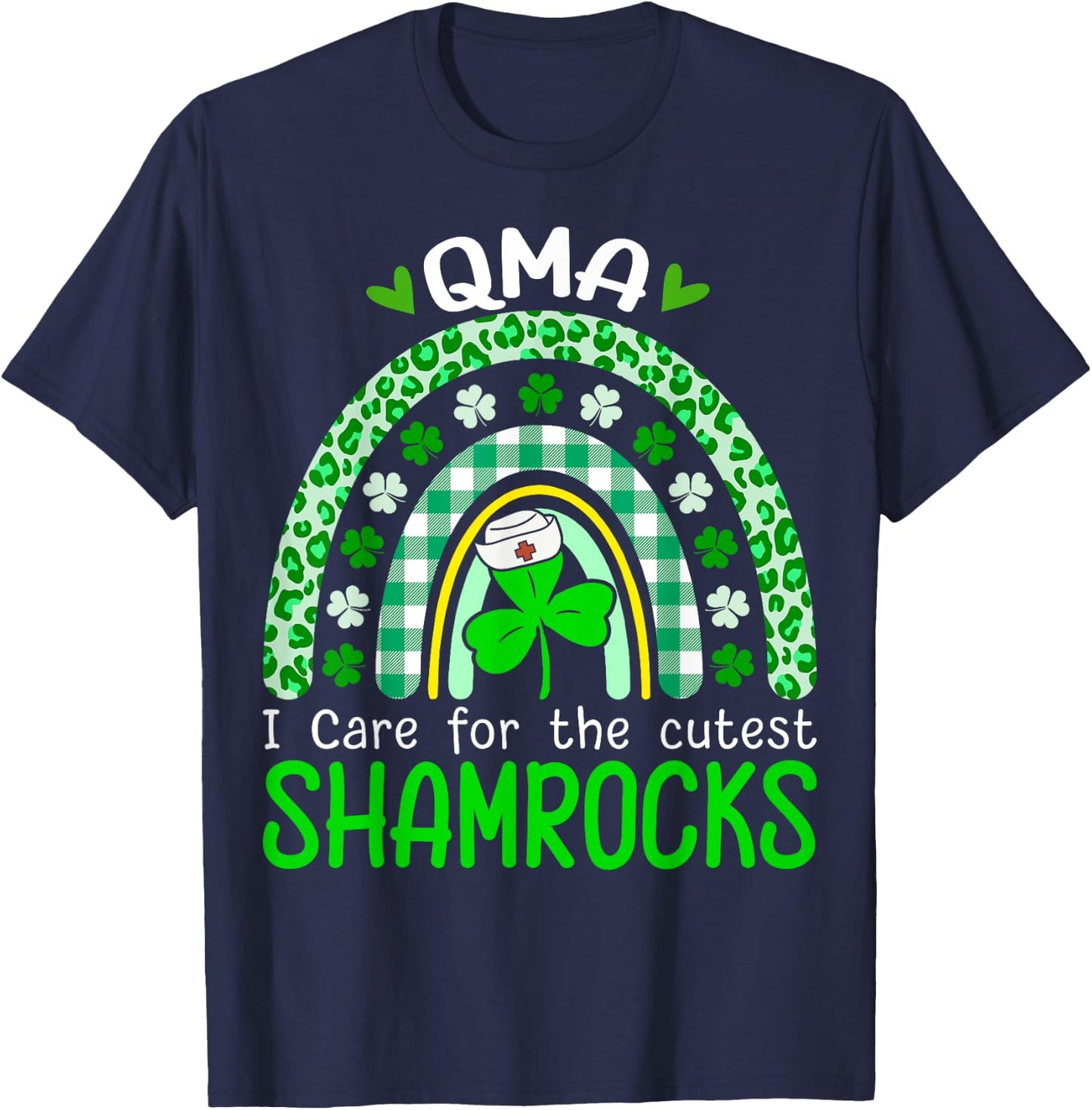 QMA Cutest Shamrocks Nurse St Patricks Day T-Shirt - T-Shirt | Navy