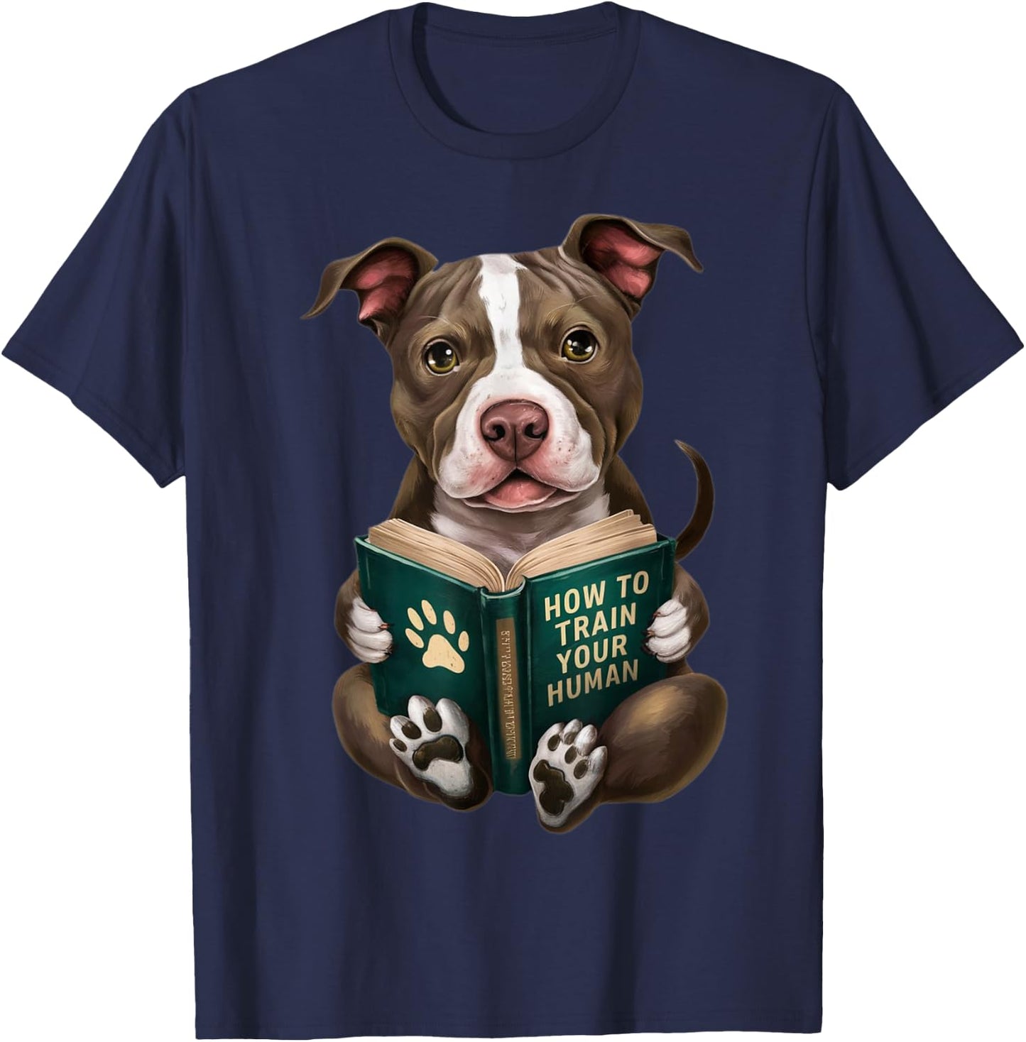 American Pitbull Dog, Puppy, How to Train Your Human, Funny T-Shirt - T-Shirt | Navy