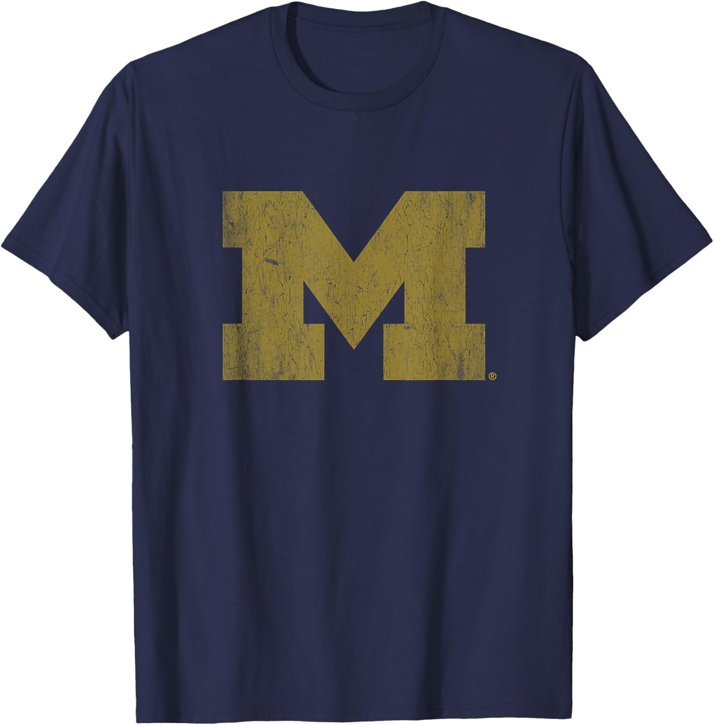 University of Michigan Wolverines U of M Simple Distressed T-Shirt - T-Shirt | Navy