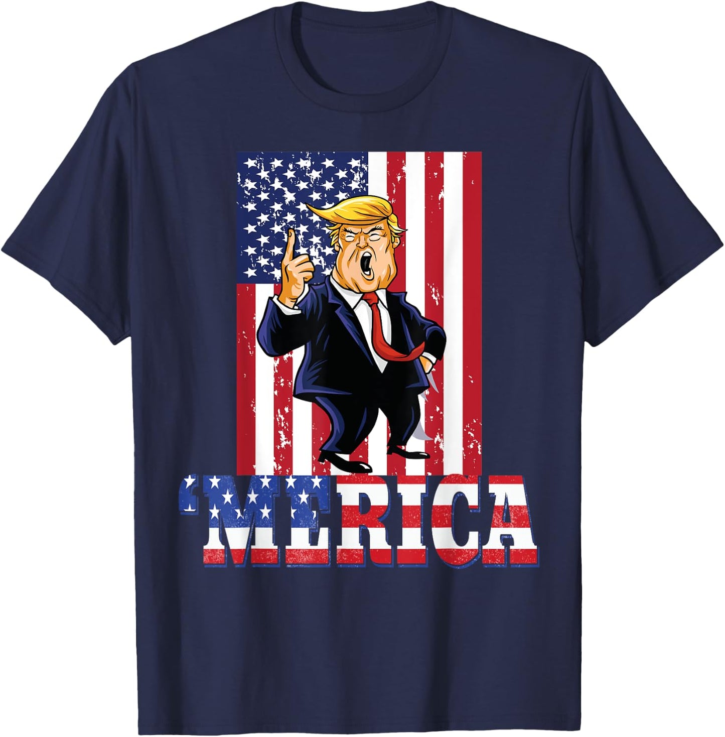 Trump 4th of July Merica Men Women Patriotic T-Shirt - T-Shirt | Navy