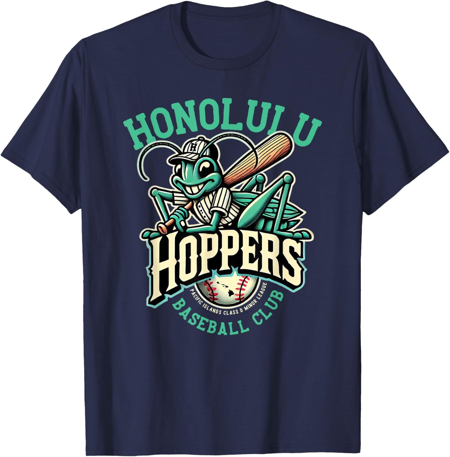 Honolulu Hoppers Retro Minor League Baseball Team T-Shirt - T-Shirt | Navy