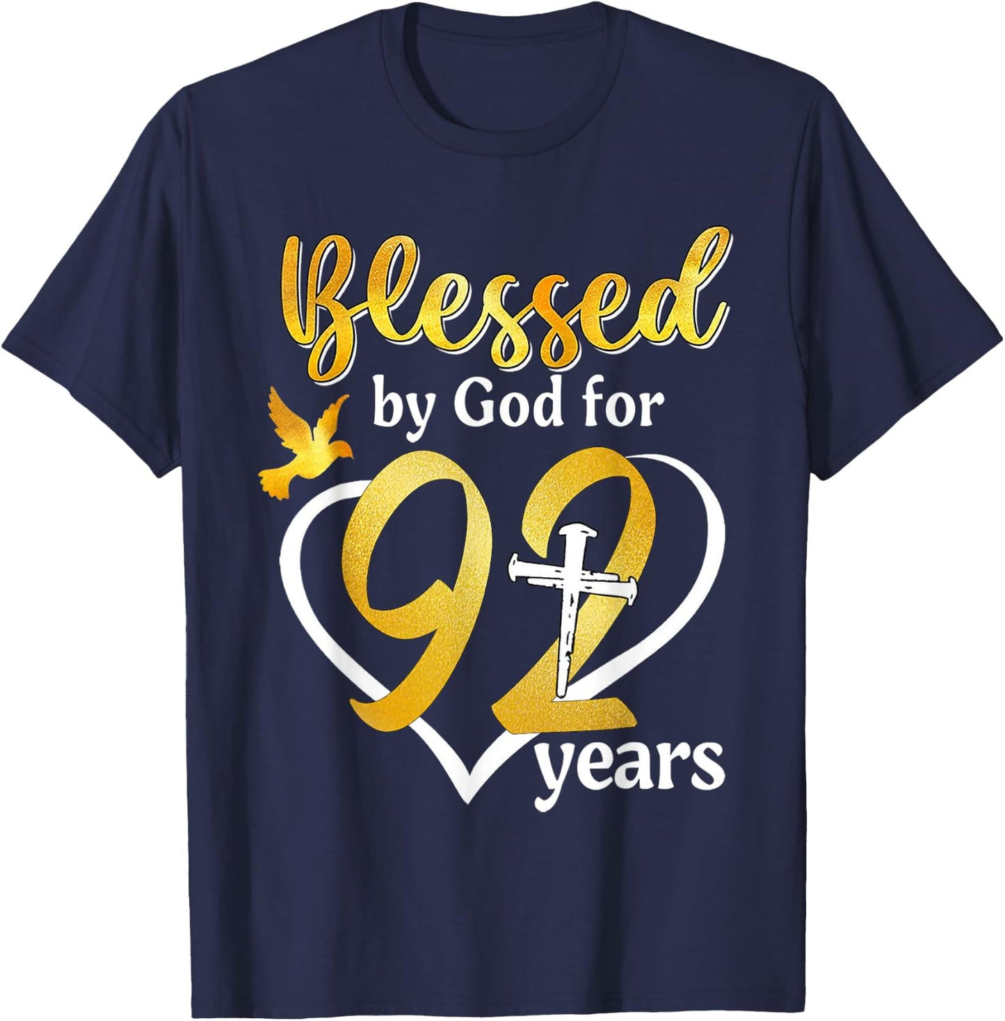 Blessed By God For 92 Years Old 92nd Birthday Party Women T-Shirt - T-Shirt | Navy