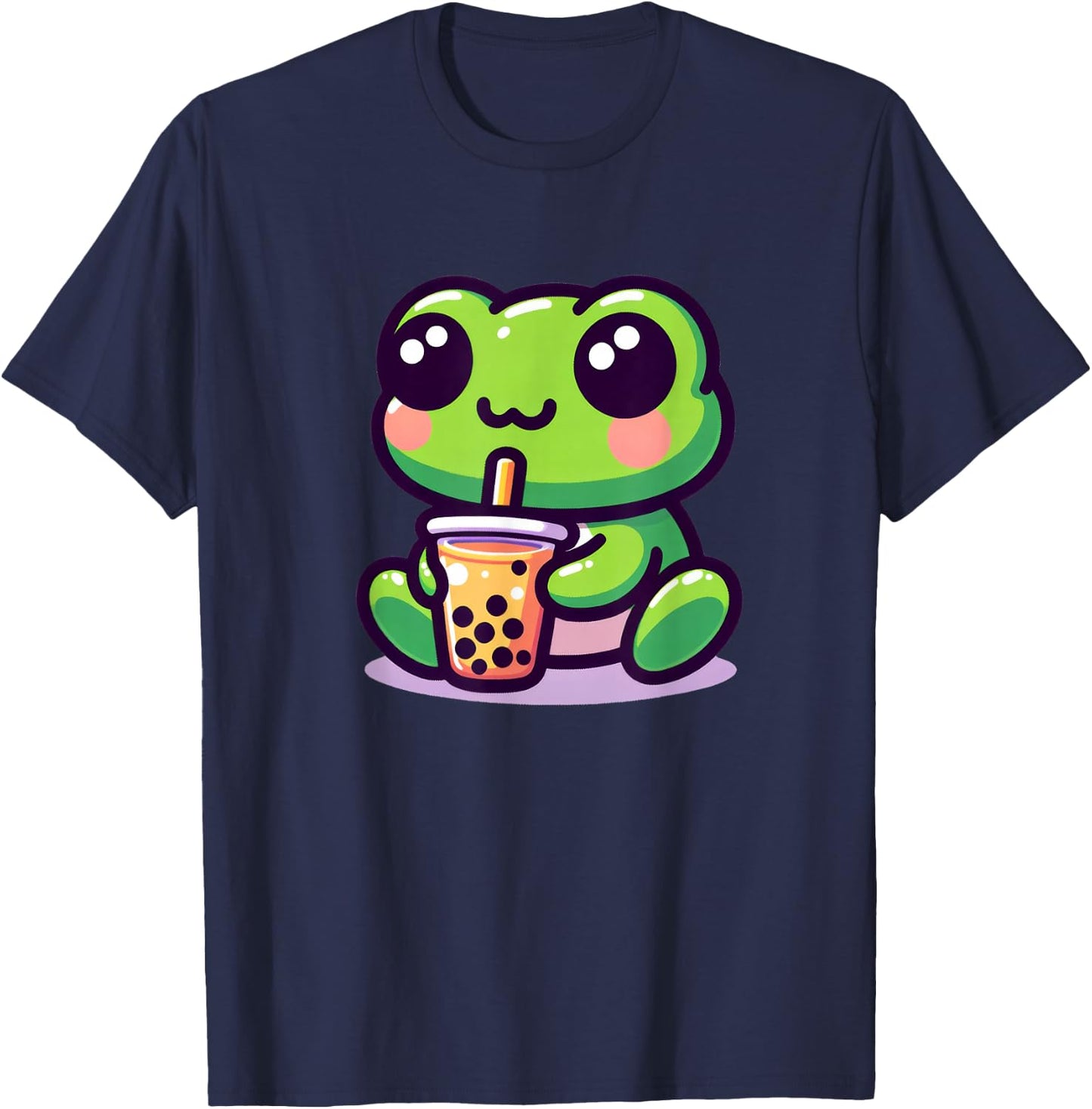 Kawaii Frog Anime Boba Tea Bubble Milk Tea Kids T-Shirt - T-Shirt | Navy