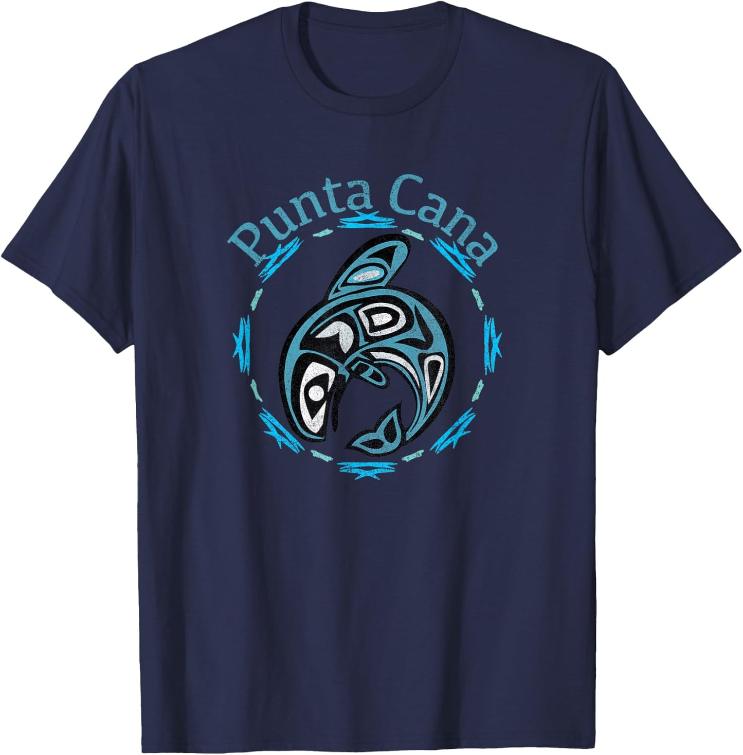 Punta Cana Vintage Tribal Fish Gift T-Shirt - T-Shirt | Navy