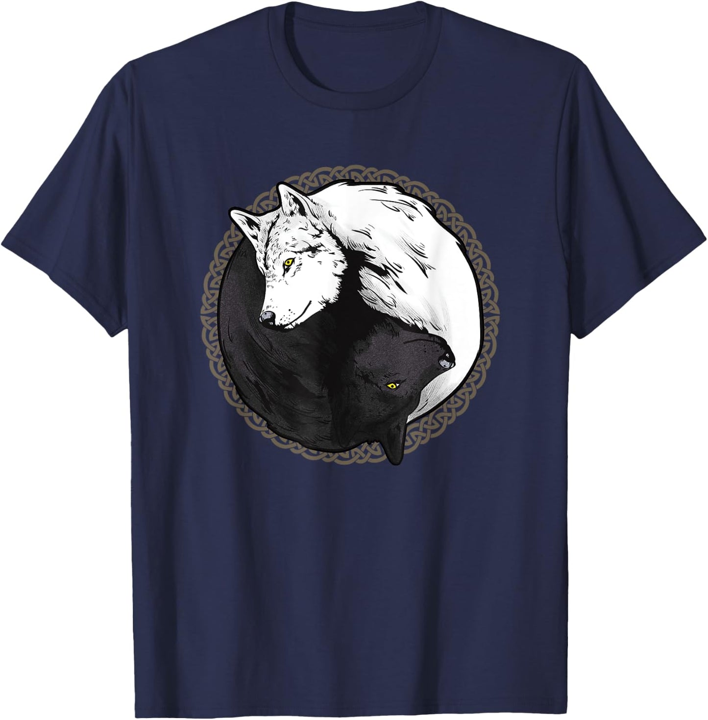 Wolf Shirts, Yin Yang Wolves Animal Gift T-Shirt - T-Shirt | Navy